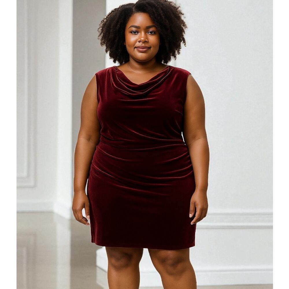 Jessica Howard Plus Velvet Mini Cocktail Party Dress Red Size 18W NEW w/tags